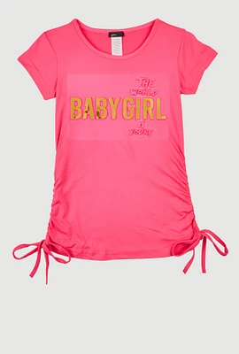 Girls 3D Baby Girl Foil Screen Graphic Tee, Pink, Size 14-16