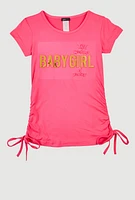 Girls 3D Baby Girl Foil Screen Graphic Tee, Pink, Size 14-16