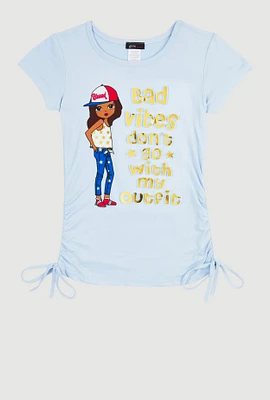 Girls 3D Foil Graphic Ruched Top,