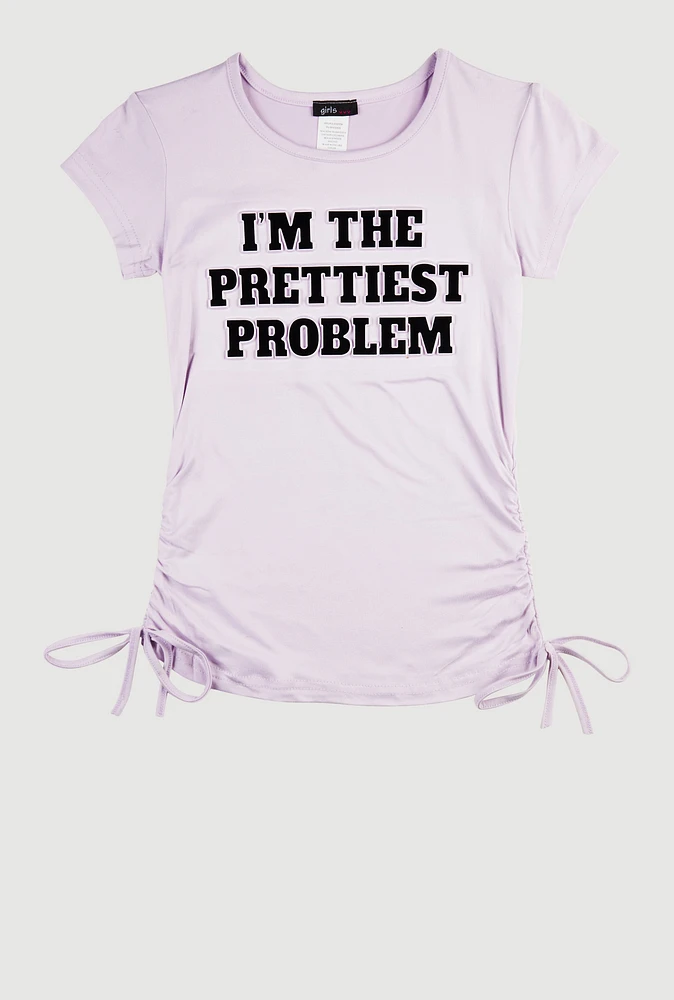 Girls Im The Prettiest Problem 3D Graphic Top, Purple, Size 14-16