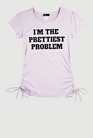 Girls Im The Prettiest Problem 3D Graphic Top, Purple, Size 14-16