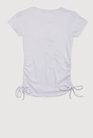 Girls 3D Rhinestone Queen Squad Graphic Top, White, Size 7-8