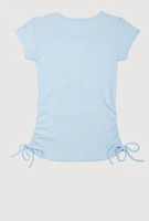 Girls 3D Rhinestone Queen Squad Graphic Top, Blue, Size 10-12