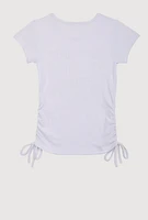 Girls 3D Rhinestone Graphic Tee, White, Size 10-12