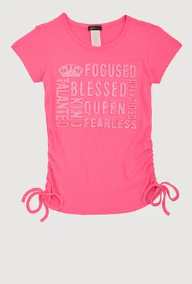 Girls 3D Rhinestone Graphic Tee,