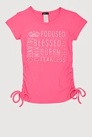 Girls 3D Rhinestone Graphic Tee, Pink, Size 14-16