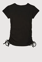 Girls 3D Rhinestone Blessed Graphic Top, Black, Size 7-8