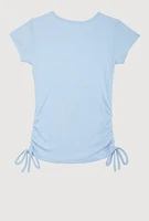 Girls Rhinestone Blessed Diva 3D Graphic Top, Blue,