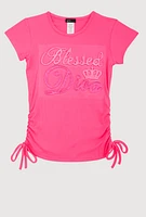 Girls Rhinestone Blessed Diva Top, Pink, Size 7-8