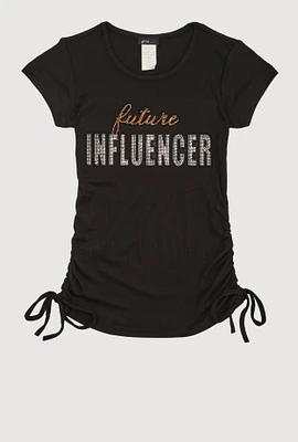 Girls 3D Rhinestone Future Influencer Graphic Top,