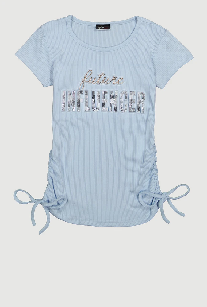 Girls 3D Rhinestone Future Influencer Graphic Top, 7-8