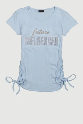 Girls 3D Rhinestone Future Influencer Graphic Top, 7-8