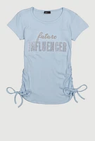 Girls 3D Rhinestone Future Influencer Graphic Top, 7-8