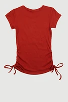Girls 3D Faith Over Fear Graphic Top, Orange, Size 7-8