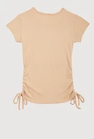 Girls 3D Faith Over Fear Graphic Top, Beige, Size 7-8