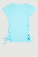 Girls Rhinestone The Original Queen 3D Graphic Top, Blue, Size 14-16