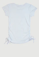 Girls 3D Butterfly Rhinestone Graphic Top, White, Size 7-8