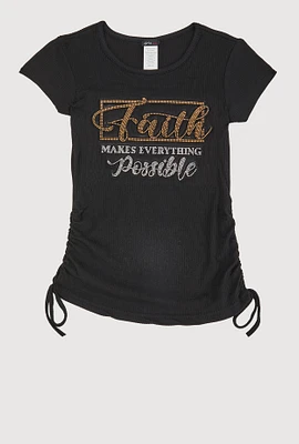 Girls 3D Rhinestone Faith Graphic Tee,