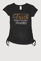 Girls 3D Rhinestone Faith Graphic Tee,