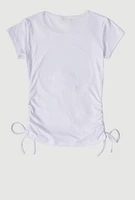 Girls 3D Rhinestone Graphic Short Sleeve Tee, White, Size 14-16