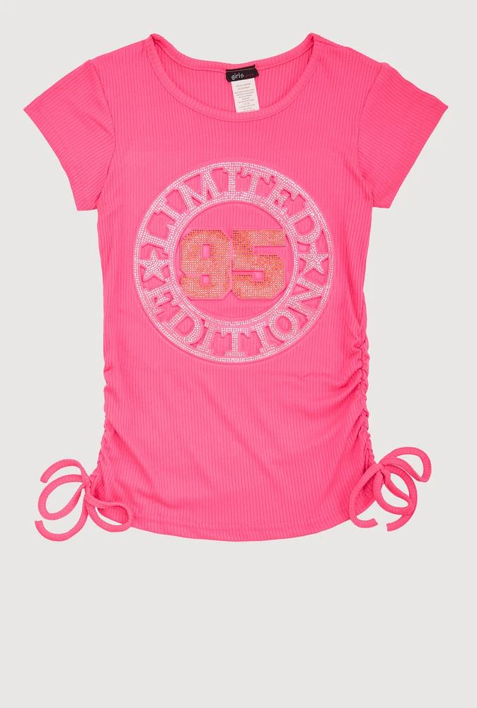 Girls Rhinestone Limited Edition 95 Top, Pink, Size 7-8