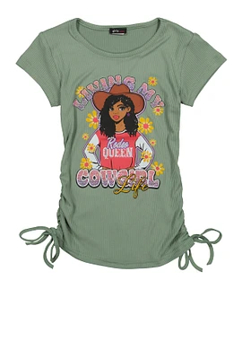 Girls Living My Cowgirl Life Top, Green,