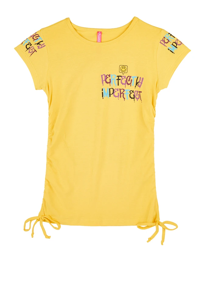 Girls Perfectly Imperfect Graphic Tee, Yellow, Size 10-12