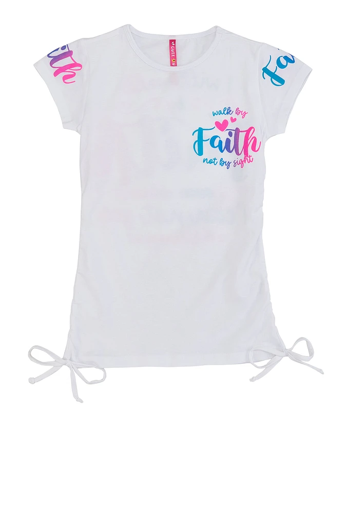 Girls Walk By Faith Tee, White, Size 10-12