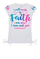 Girls Walk By Faith Tee, White, Size 10-12