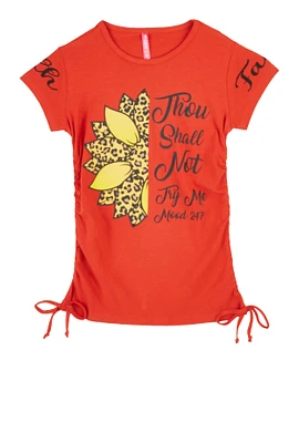 Girls Thou Shall Not Graphic Top, Orange, Size 7-8