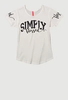 Girls Sequin Simply Blessed Tee, 10-12