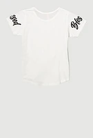 Girls Sequin Blessed All Day Everyday Graphic Tee, White, Size 10-12