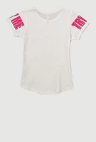 Girls Sequin Thou Shall Not Graphic Tee, White, Size 7-8