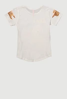 Girls Sequin Dont Ruin My Mood Graphic Tee, White, Size 7-8