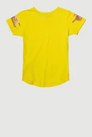 Girls Sequin Dont Ruin My Mood Graphic Tee, Yellow, Size 14-16