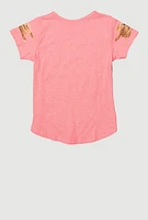 Girls Sequin Dont Ruin My Mood Graphic Tee, Pink, Size 10-12