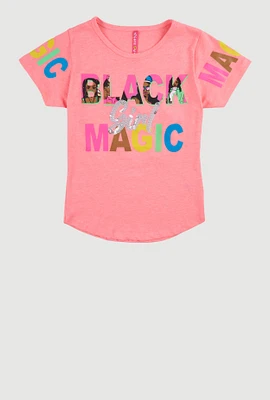 Girls Sequin Black Girl Magic Tee,