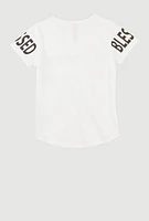 Girls Sequin Living My Blessed Life Tee, White, Size 10-12