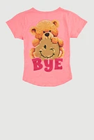 Girls Hi Bear Sequin Smiley Tee, Pink, Size 14-16