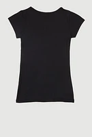 Girls Faith It 3D Foil Graphic Top, Black, Size 10-12