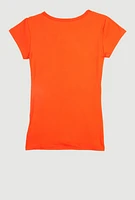 Girls Faith It 3D Foil Graphic Top, Orange, Size 14-16