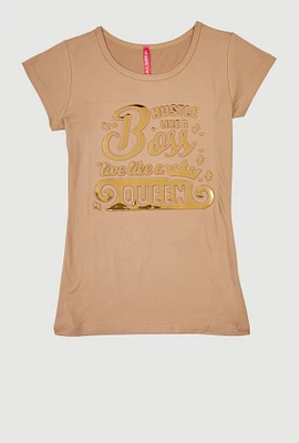 Girls Hustle Like A Boss 3D Foil Graphic Tee,