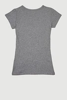 Girls 3D Embossed Dream Graphic Tee, Grey,