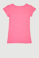 Girls 3D Embossed Dream Graphic Tee, Pink, Size 7-8