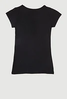 Girls 3D Dream Big Foil Screen Graphic Tee, Black, Size 7-8