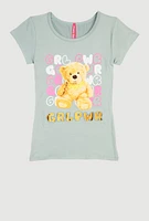 Girls GRL PWR 3D Foil Graphic Tee, Green, Size 14-16