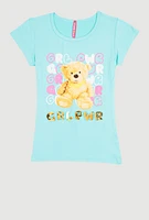 Girls GRL PWR 3D Foil Graphic Tee, Blue, Size 7-8