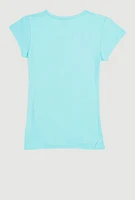 Girls GRL PWR 3D Foil Graphic Tee, Blue, Size 7-8