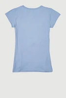 Girls 3D Smile More Foil Screen Graphic Tee, Blue, Size 14-16