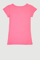 Girls 3D Embossed Faith Graphic Tee, Pink, Size 10-12